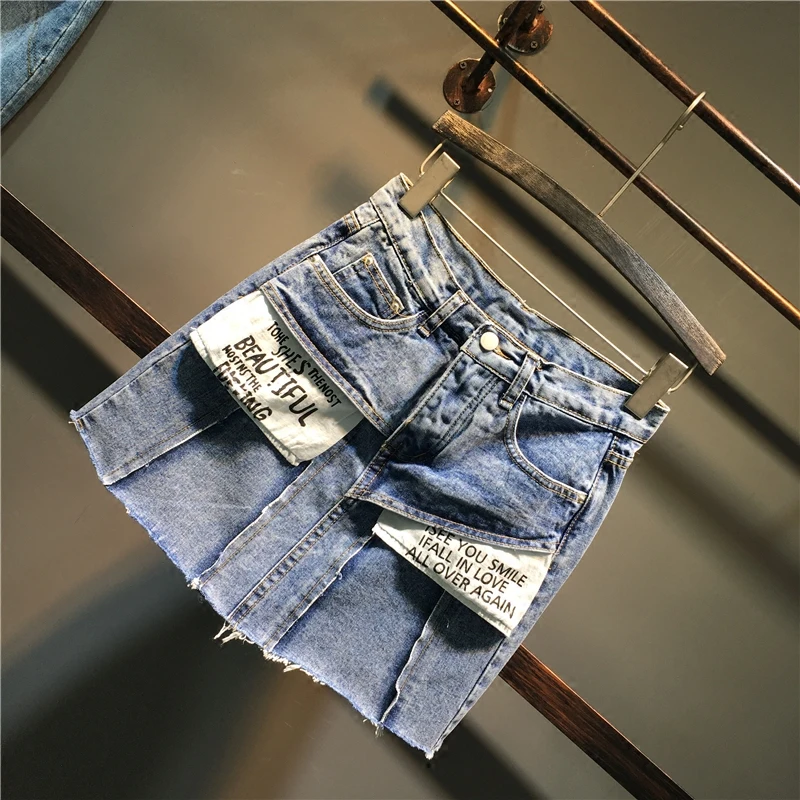Женская джинсовая юбка с завышенной талией трапециевидная мини из денима