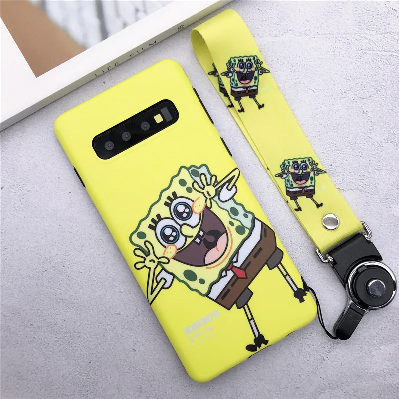 Sam S10 SpongeBob Case Cute Mr.Krabs back phone cover for Samsung Galaxy S10lite plus S9 S8 Note8 note9 Patrick Starcover+strap |