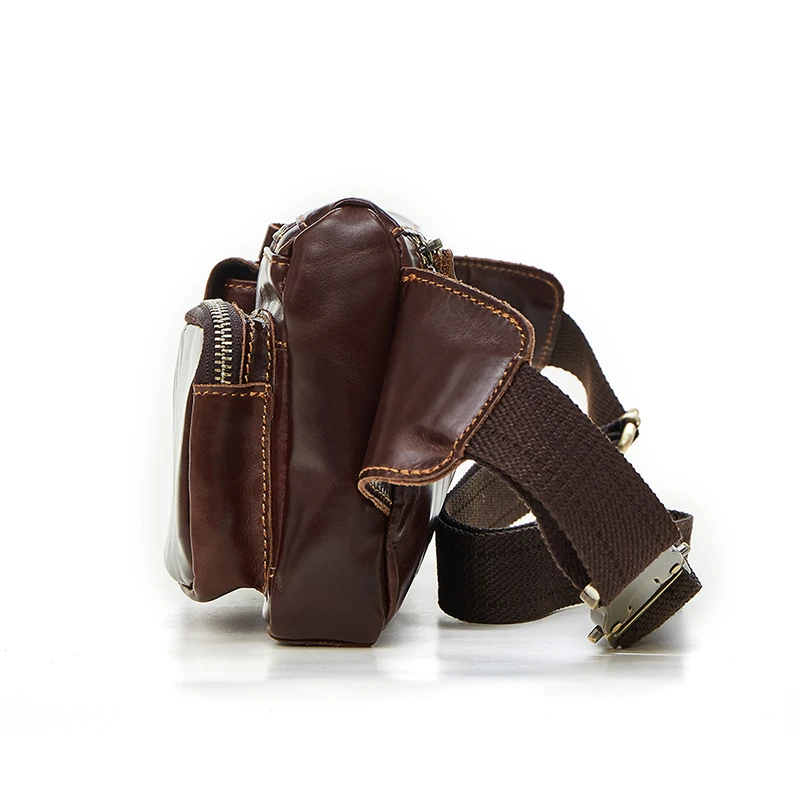 Мужская сумка из натуральной кожи с ремнем на бедрах для сотового телефона