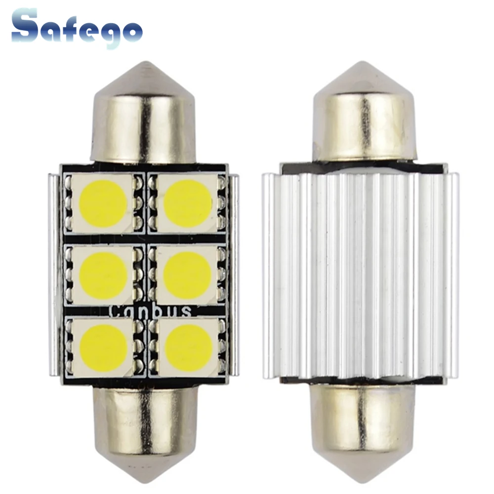 Safego 2 шт. Canbus C5W светодиодный купольный светильник лампы 5050 6 SMD 36 мм 39 42 без ошибок