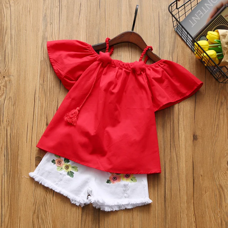 

Sisters suit children shorts in summer hot style 2018 + han edition children's t-shirts, children's wear two-piece suit A019