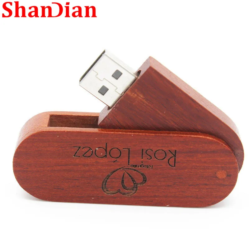 SHANDIAN (более 1 шт. бесплатный логотип) rotatabl деревянный usb флэш накопитель 8gb16gb 32gb 64GB