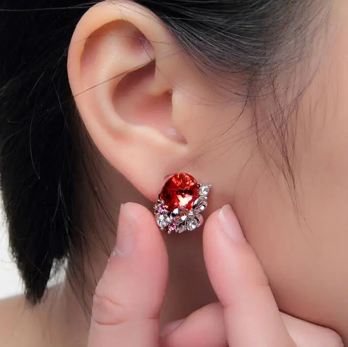 

New Style Crystals from Swarovski Fashion Bow Stud Earrings For Women High Quality Party Wedding Charm Jewelry Antiallergic