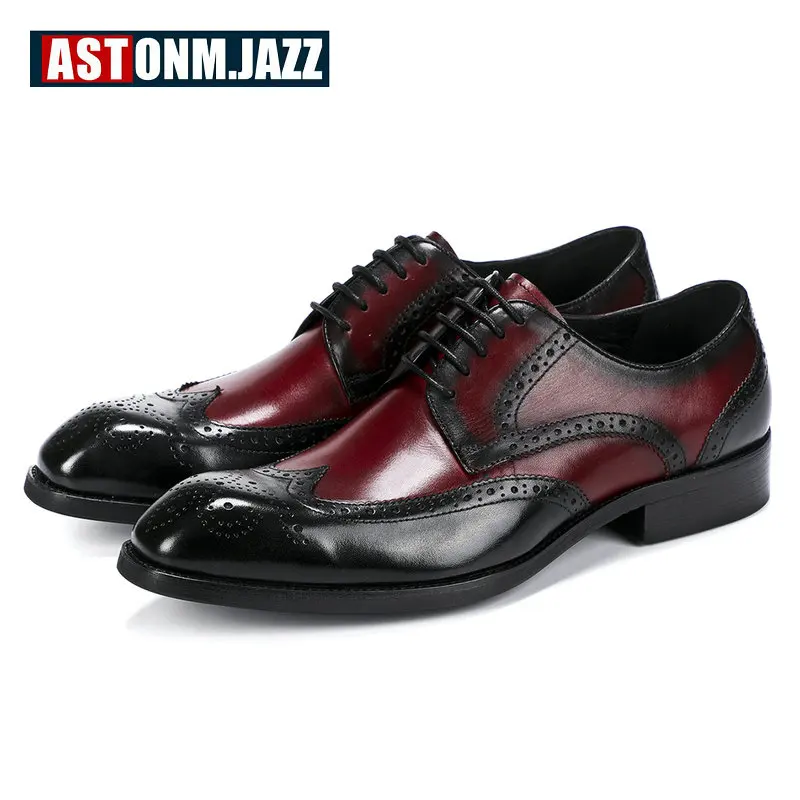 Men's Leather Casual Shoe Mens Genuine Oxfords Office Shoes Men Brogue Lace-up Oxford For | Обувь