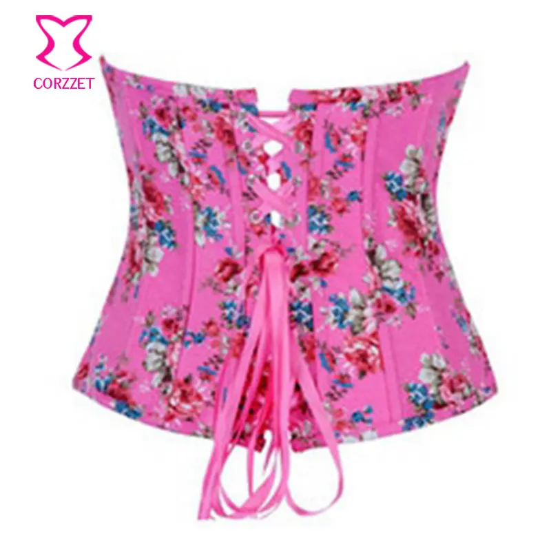 Черный цветочный/цветочный принт Джинсовый корсет на талии корсеты и бюстье