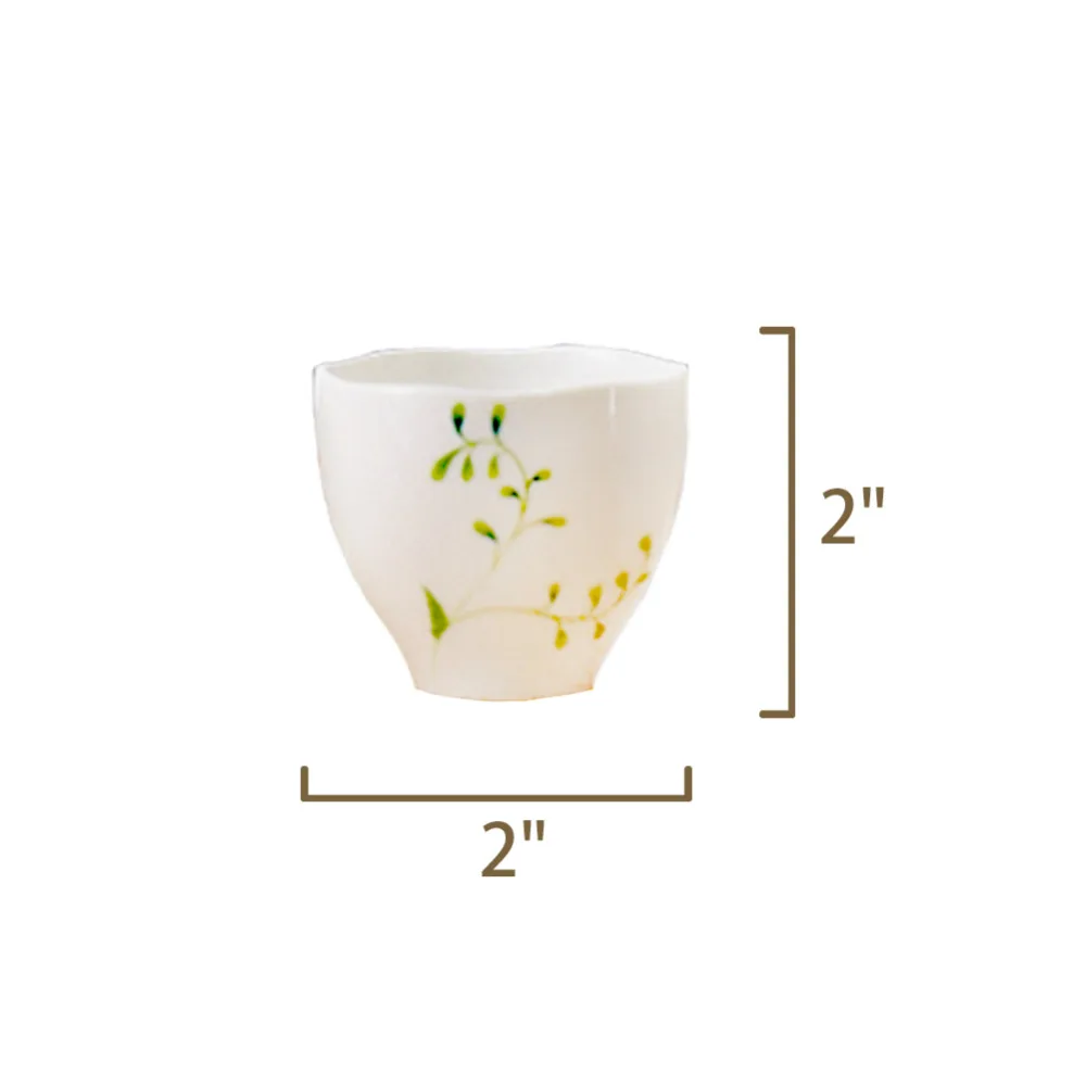 

5 Piece Ceramic White Traditional Japanese Sake Set with Flower Design
