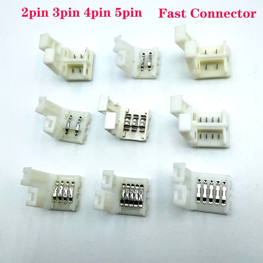 

5PCS 8mm10mm12mm 2pin 4pin 5pin Quick Connector Free soldering for single color 5050 LED Strip Light RGB RGBW RGBWW