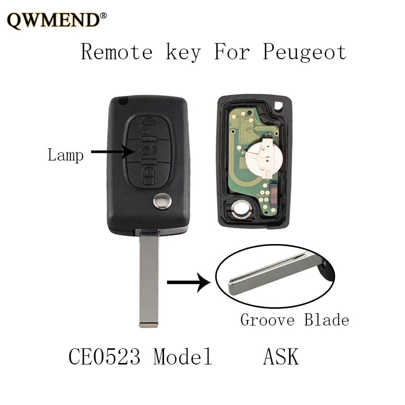 QWMEND 3BT Blade HU83 CE0523 модель полный удаленный ключ для PEUGEOT оригинальный 807 407 308 307 207 CC SW