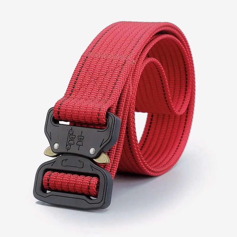 Red Belt Унисекс тактические ремни наивысшего качества Повседневный парусиновый ремень Открытый Сплав пряжка мужской ремень мужской нейлоновый пояс Альпинизм дропшиппинг - Цвет: Red Belt