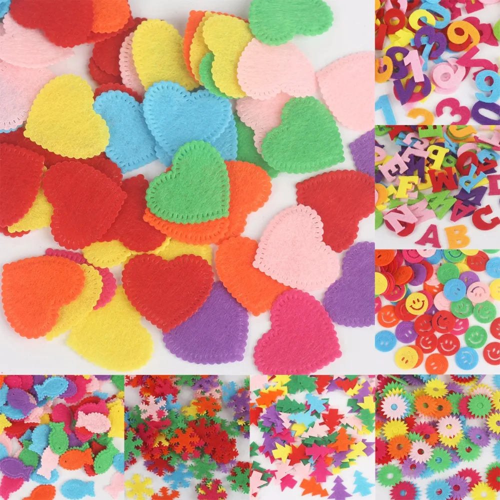 Beadia Crafts 100 шт./лот случайным образом смешанный сплошной цвет мульти форма фетровая вставка наклейка Аппликация Скрапбукинг DIY Швейные аксессуары