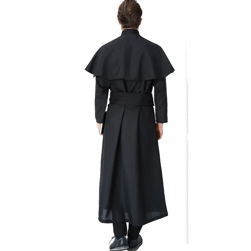 Черный Для мужчин Иисус Миссионерский костюм Priest Кристиан костюмы Для женщин монахини драма Clergyman взрослых; карнавальное нарядное платье для девочек Костюмы для косплея