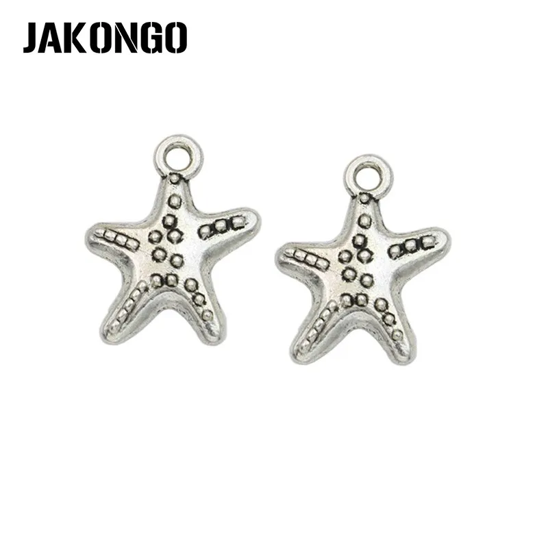 

JAKONGO Античная Посеребренная Морская звезда подвески для ювелирных изделий фурнитура Аксессуары для изготовления браслетов DIY 18x14мм