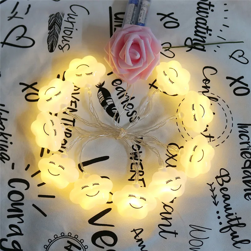 10 светодиодов светодиодная гирлянда с изображением облаков и смайликов батарея