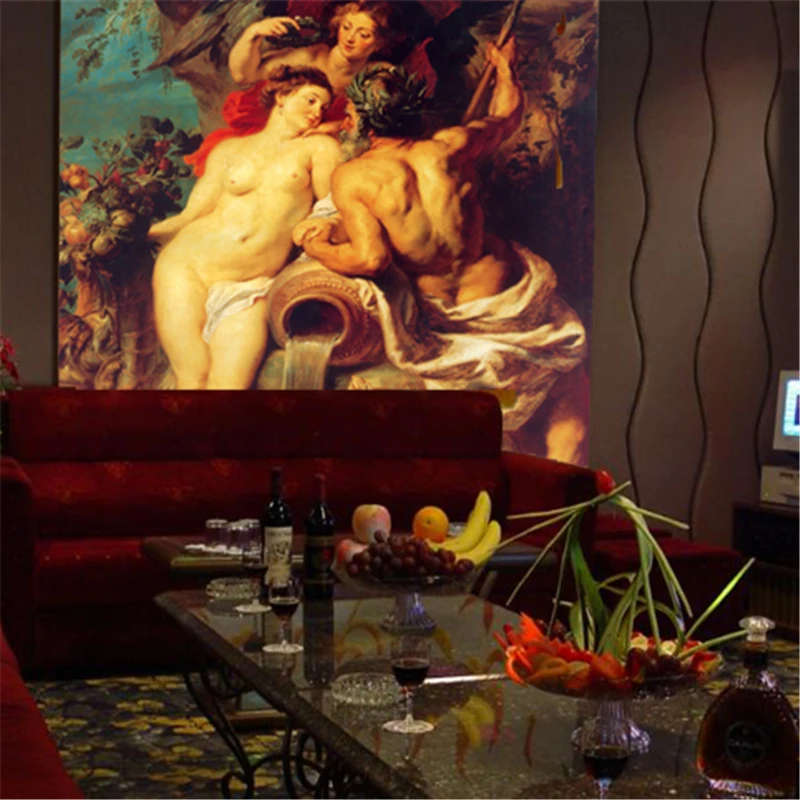 beibehang papel de parede bar nightclub human portrait painting fresco Athena Greek mythology Poseidon wallpaper mural | Обустройство