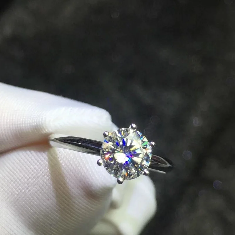 1 карат ct свадебное кольцо с бриллиантом Муассанит Оригинальное 18K 750 белое золото