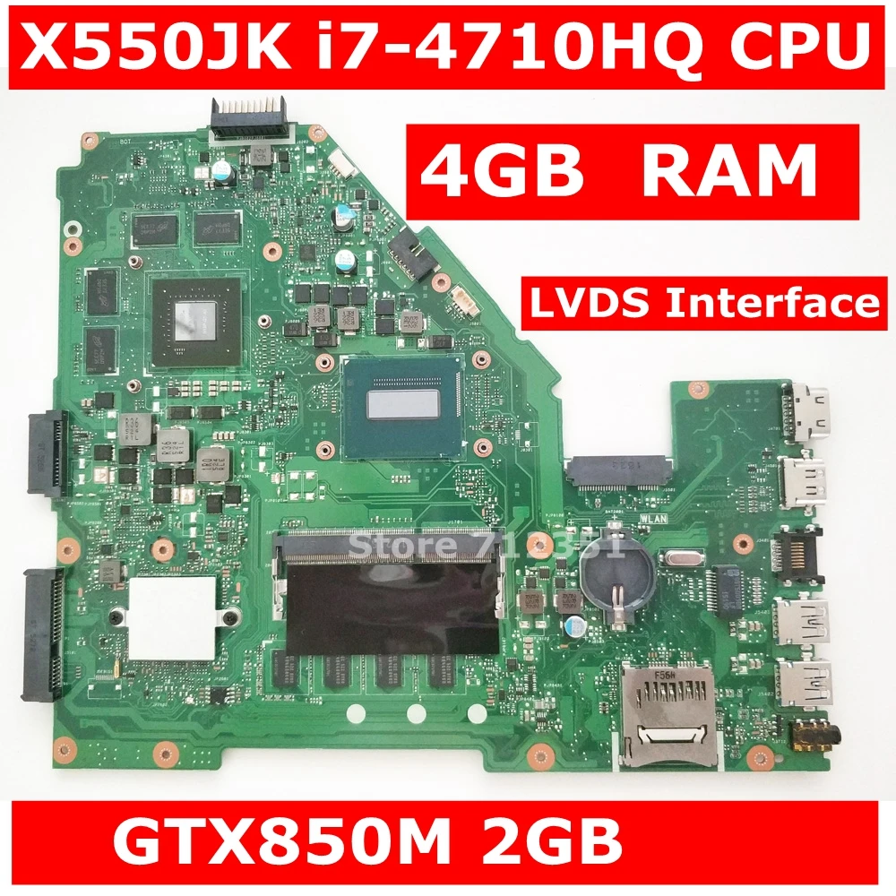 Процессор X550JK i7 4710HQ 4 Гб ОЗУ GTX850M 2 ГБ для ASUS550JD FX50J ZX50J A550J X550J X550 Материнская плата