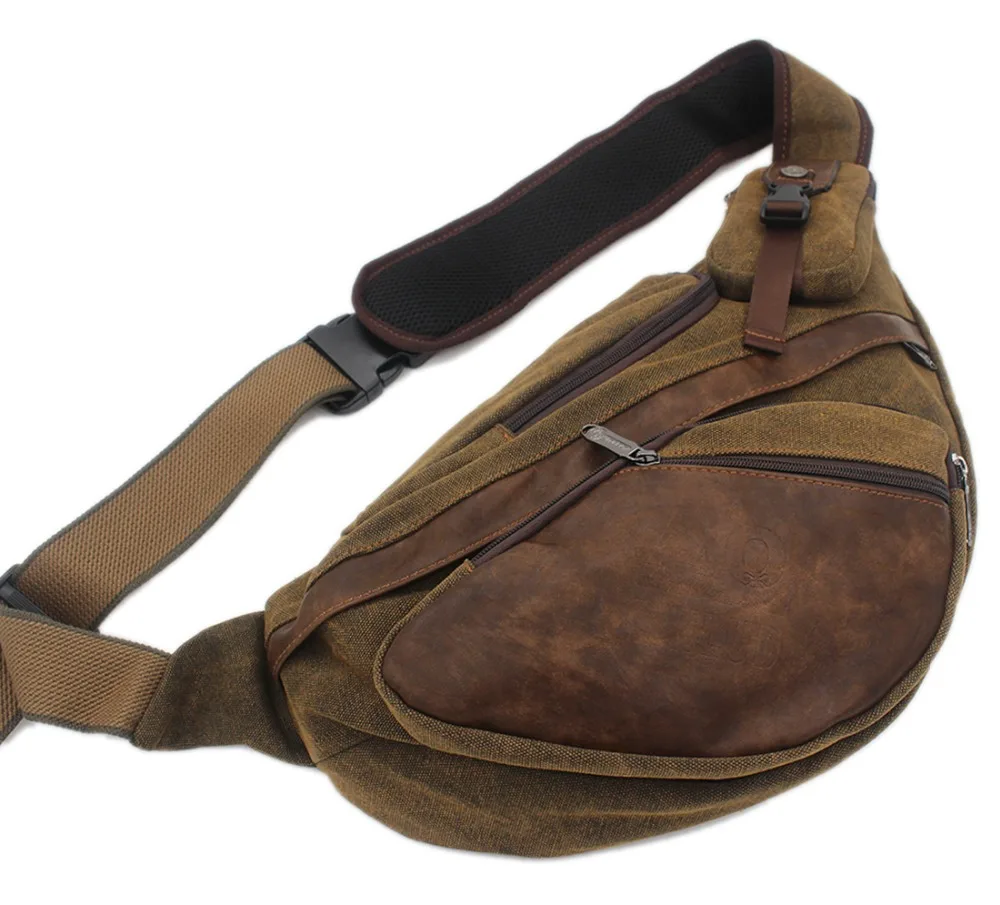 Высококачественная холщовая Мужская нагрудная сумка через плечо рюкзак для