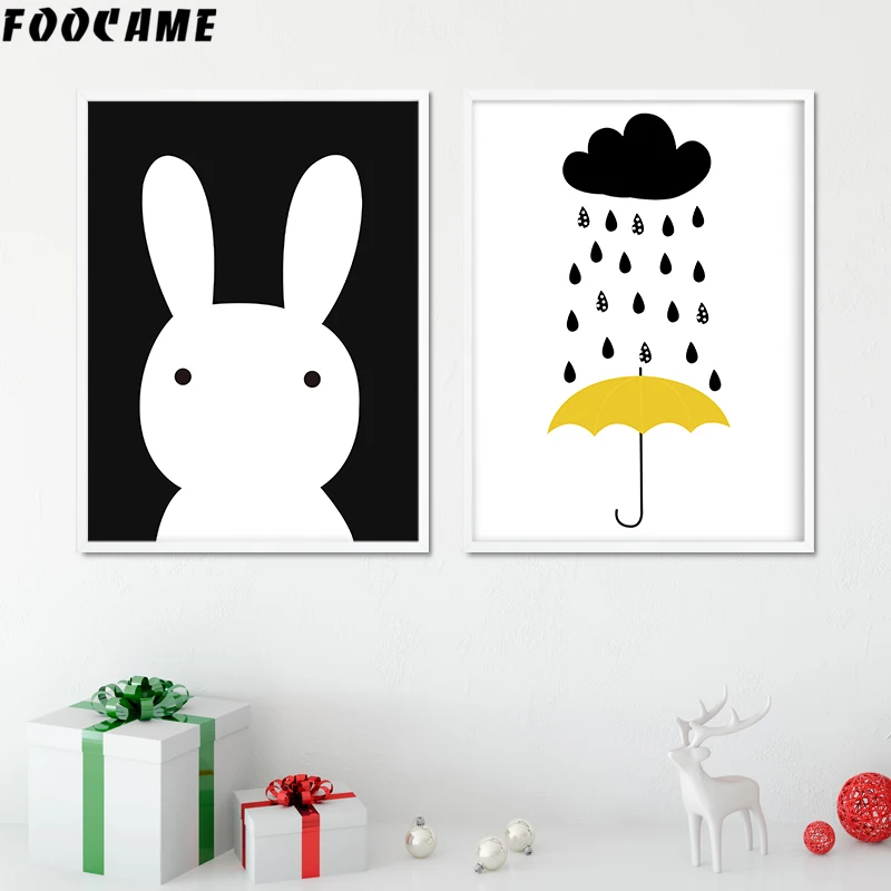 Полярный Медведь Кролик любовь мультфильм Скандинавская Картина на холсте