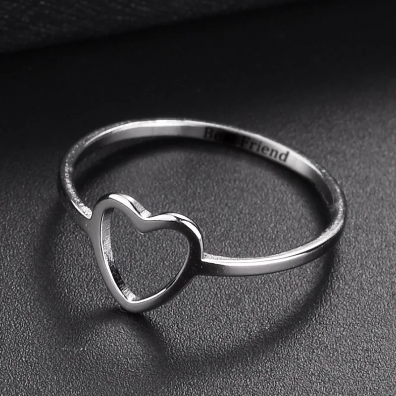 Classic Women Heart Rings for Best Friend Present Girls In Fashion Silver Rose Gold Ring Female Promotion Dropshipping SP047 | Украшения и
