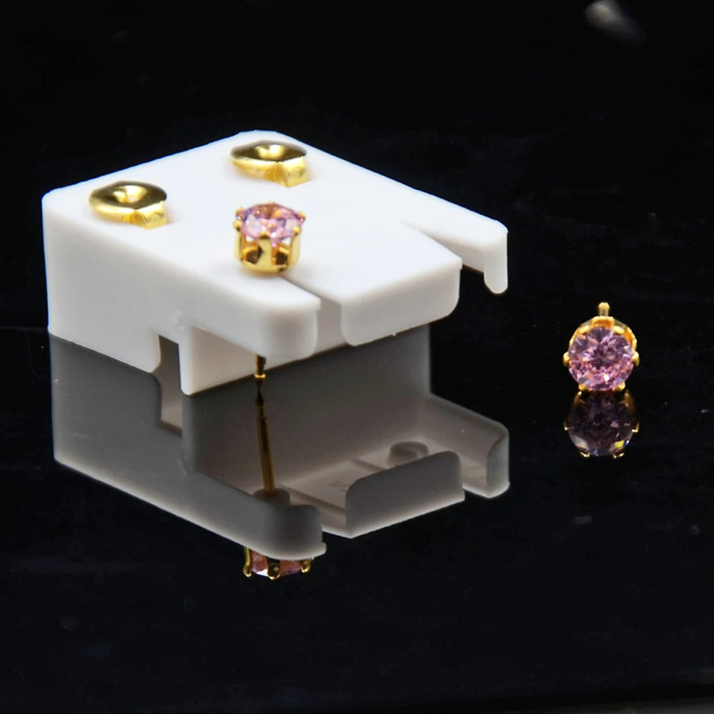 BOG-Pair 24K золотое покрытие и серебро 5 мм прозрачный и розовый CZ драгоценный камень Спиральные серьги ушной хрящ серьги-гвоздики 20 г пирсинг ювелирные изделия для тела