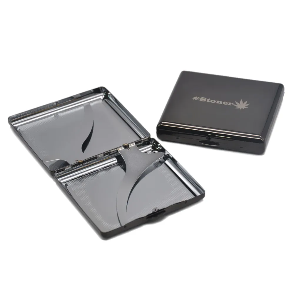 "420" Pattern Ice Rainbow Color Metal Cigarette Case(90x80MM) Hold 20 Regular Size Cigarettes(85mm*8mm) With 2 Clips