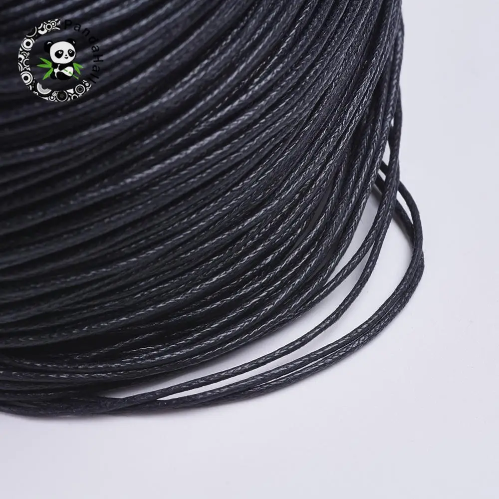 

Chinese Cotton Wax Cord, Black, 1mm, about 400m/bundle
