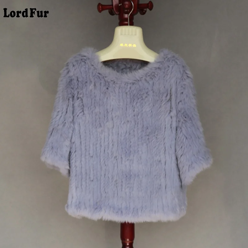 (TopFurMall) женская вязаная куртка с кроличьим мехом пальто круглым вырезом