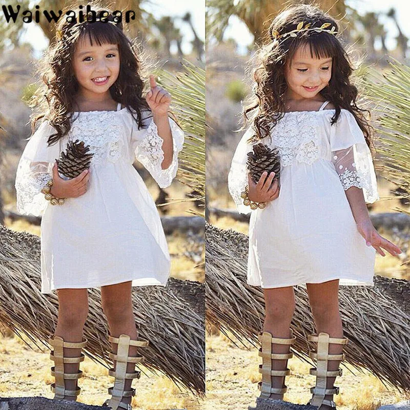 Waiwaibear Lace Girl Clothing Princess Dress Kid Baby Party Wedding Pageant Formal Cute Dresses Clothes Girls HA1 | Детская одежда и