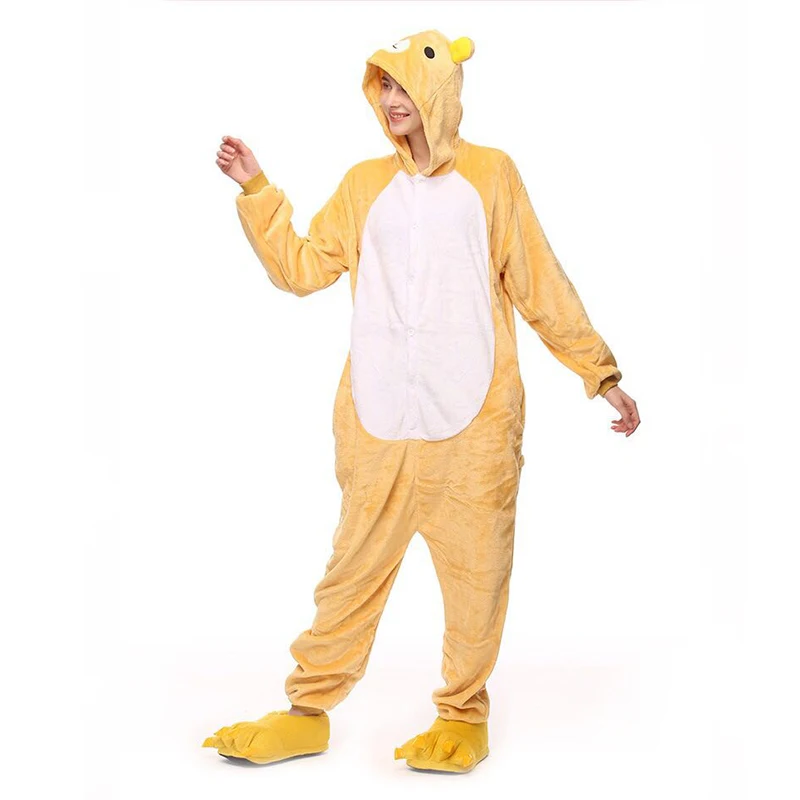 Easy bear Зимние пижамы с единорогом, стежка, пижама с животными, пижама Кигуруми для женщин и мужчин, унисекс, фланелевая ночная рубашка для взрослых, комплекты домашней одежды - Цвет: Easy bear