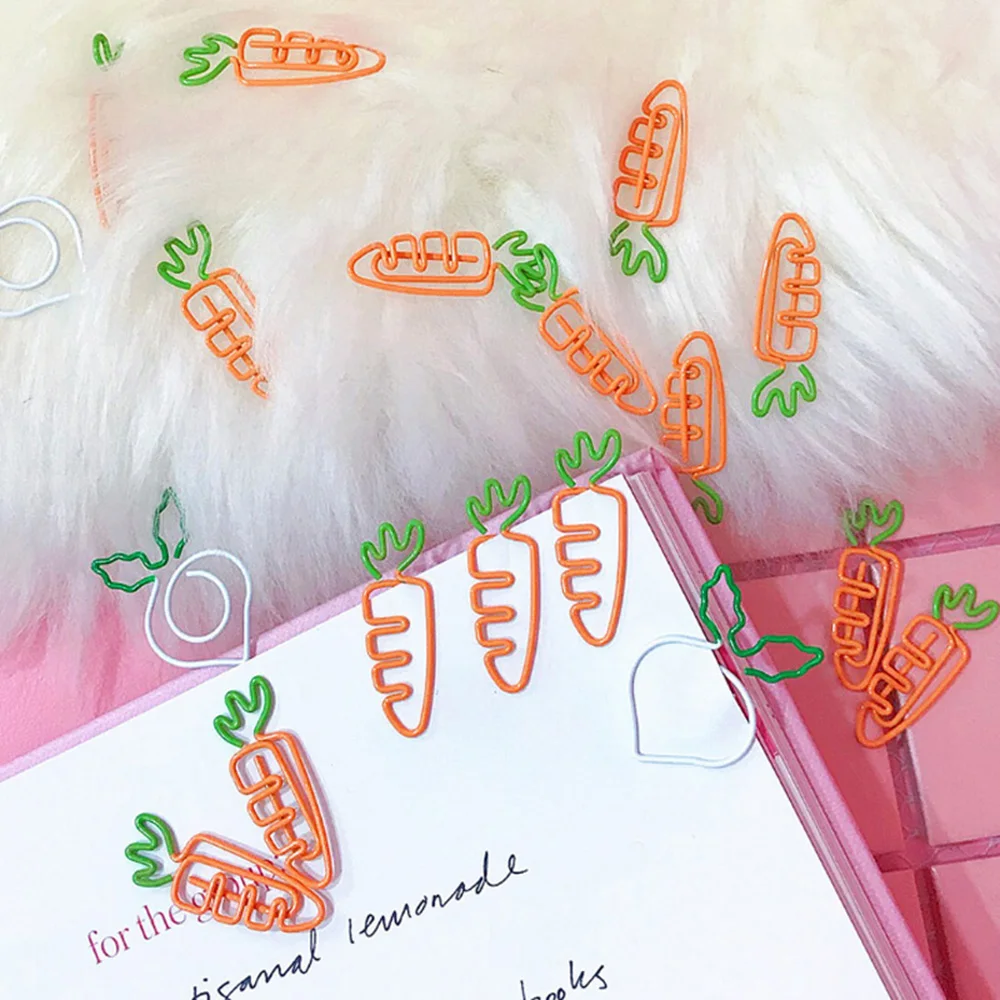 10 Pcs/set Kawaii Metal Vegetable Carrot Radish Clips Fruit Notes Folder Message Photo Paper Clip Stationery Memo | Канцтовары для