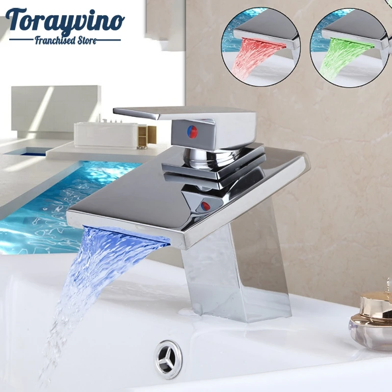 Смеситель для раковины Torayvino светодиодный кран Водопад крепление на раковину из