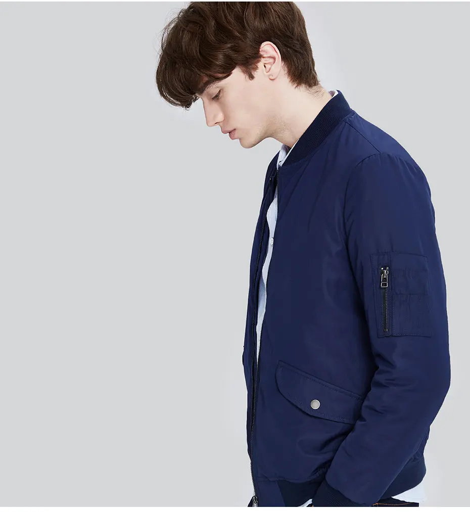 Markless бренд Демисезонный Slim Fit Бейсбол куртка Темно-синие Куртки Для мужчин, Цвет модная повседневная куртка 7204