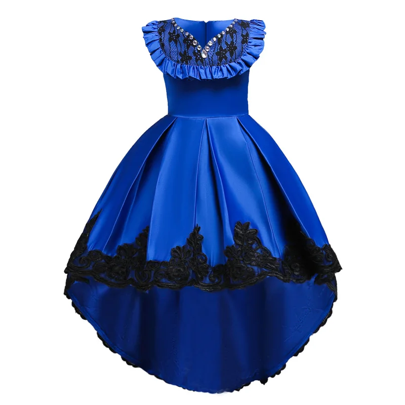 Navy blue Детские платья для девочек; платье; Детский костюм; коллекция года; летнее свадебное платье с цветочным узором для девочек; элегантное платье принцессы для девочек-подростков - Цвет: Navy blue