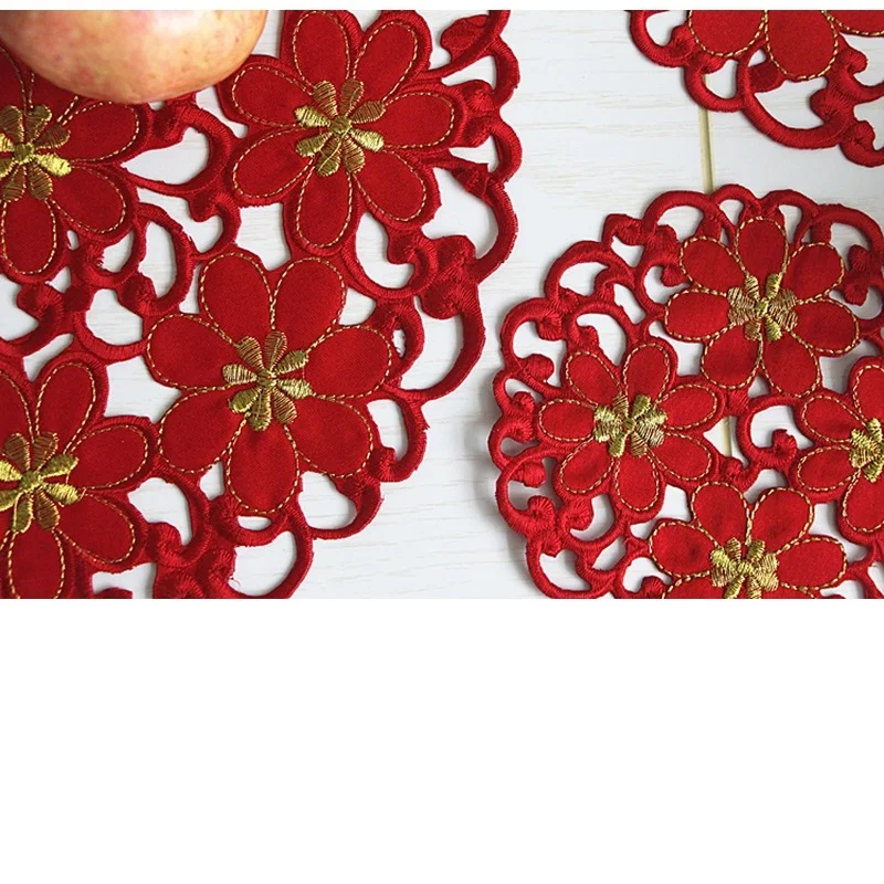 Рождественская вышивка красные коврики для стола садовые высококачественные