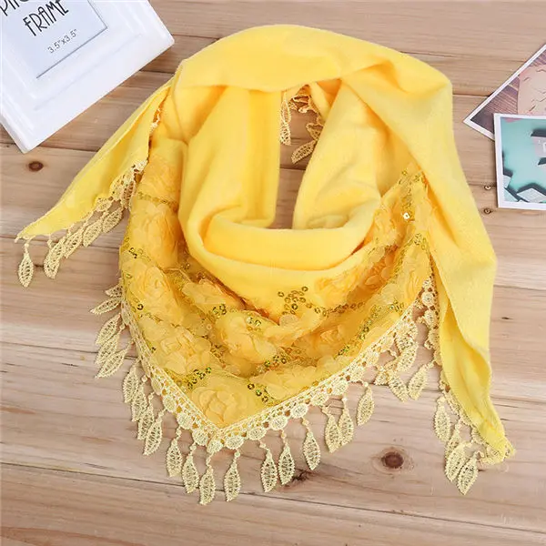 Yellow 150*50 см женский шарф для активного отдыха, модный шарф с кисточками и кружевами, Женская длинная шаль, теплый палантин - Цвет: Yellow