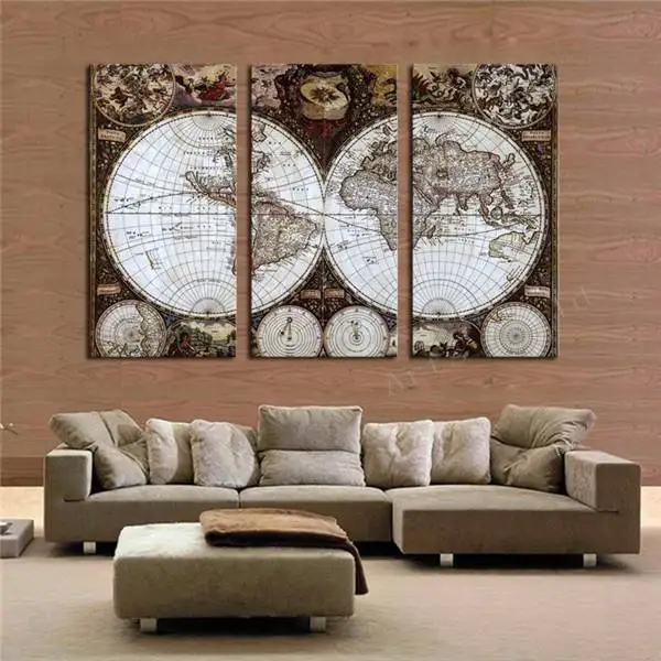 Комплект из 3 предметов Wall Art карта восстановление древних способов изображения Hd