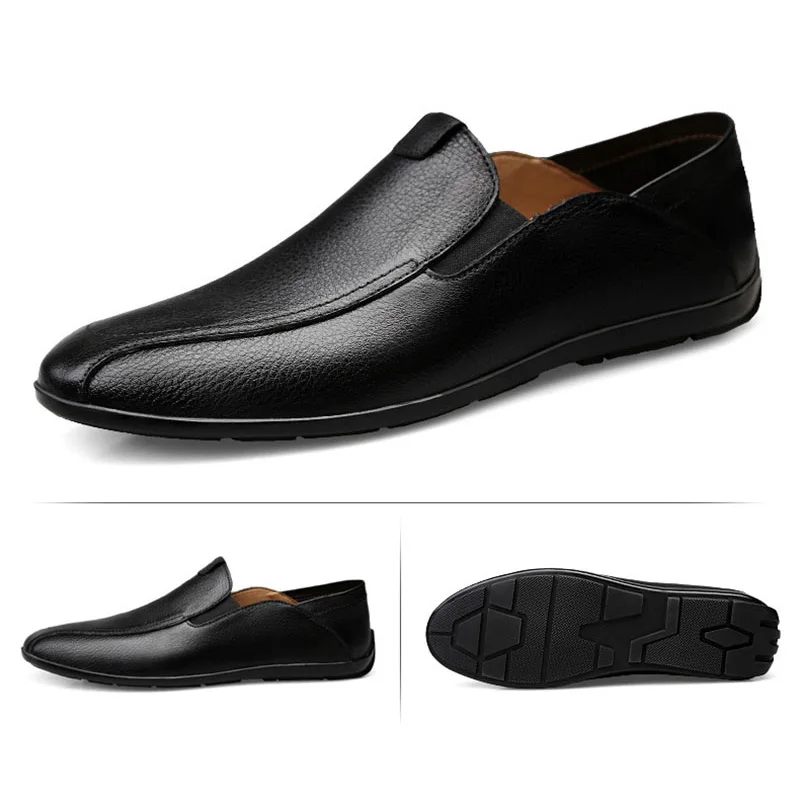 Men's Loafers Comfy Drivings Shoes Soft Genuine Leather Moccasins Slip-on Casual Men Flats Luxury Fashion Plus Large Size | Обувь
