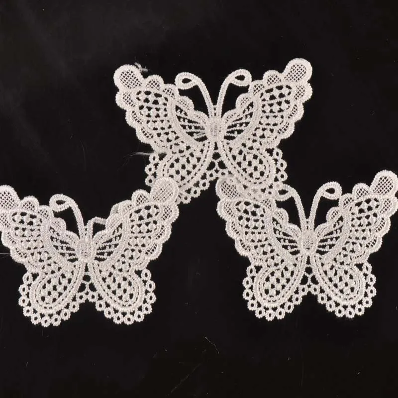 Белая кружевная ткань 20 шт./лот аппликация в виде бабочки сетчатая отделка для
