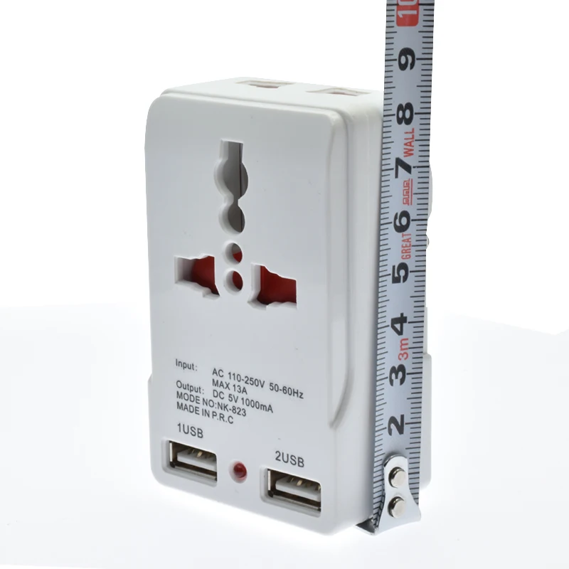 Индии для Южноафриканской штепсельной адаптер с двумя USB портами 5V1A 13A типом