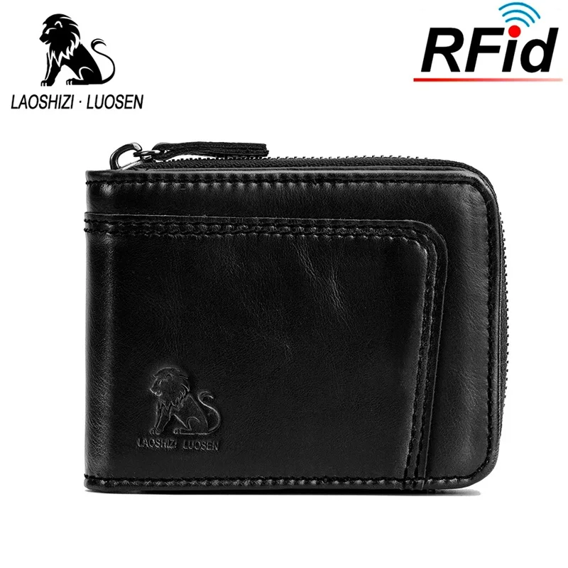 LAOSHIZI LUOSEN мужские кошельки из натуральной коровьей кожи RFID Блокировка