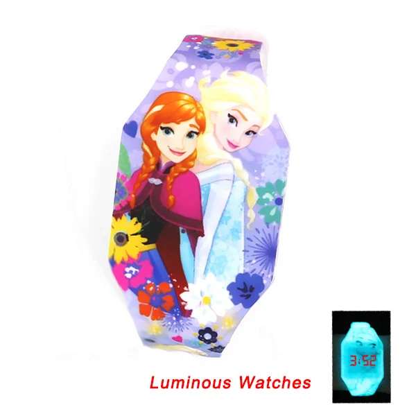Elsa 2 with Luminous Светящиеся Детские часы с изображением Эльзы из мультфильма; Детские электронные часы с капитаном из резины для мальчиков и девочек; Reloj Infantil Saati - Цвет: Elsa 2 with Luminous