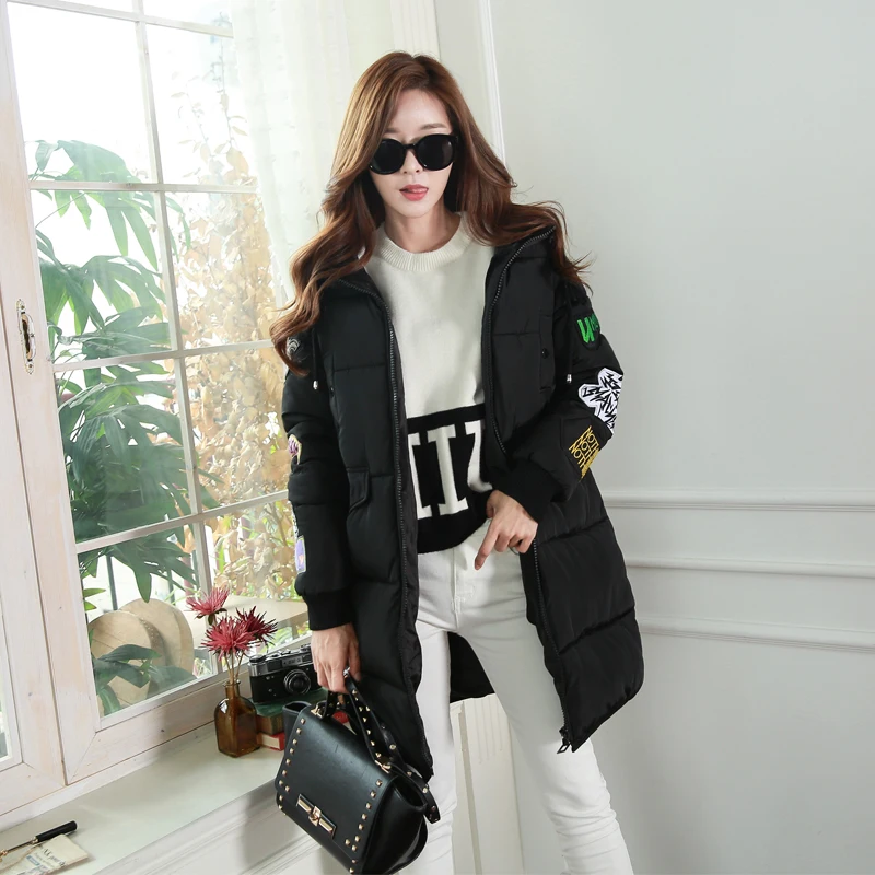 2016 Новая модная Длинная зимняя куртка в Корейском стиле тонкое женское пальто