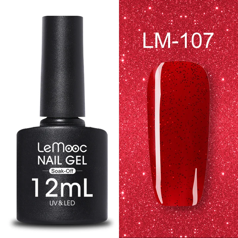 LM-107 LEMOOC, 12 мл, Цветной Гель-лак для ногтей, блестки, блестки, полуперманентный замачиваемый лак, УФ-гель, сделай сам, Гель-лак для ногтей - Цвет: LM-107