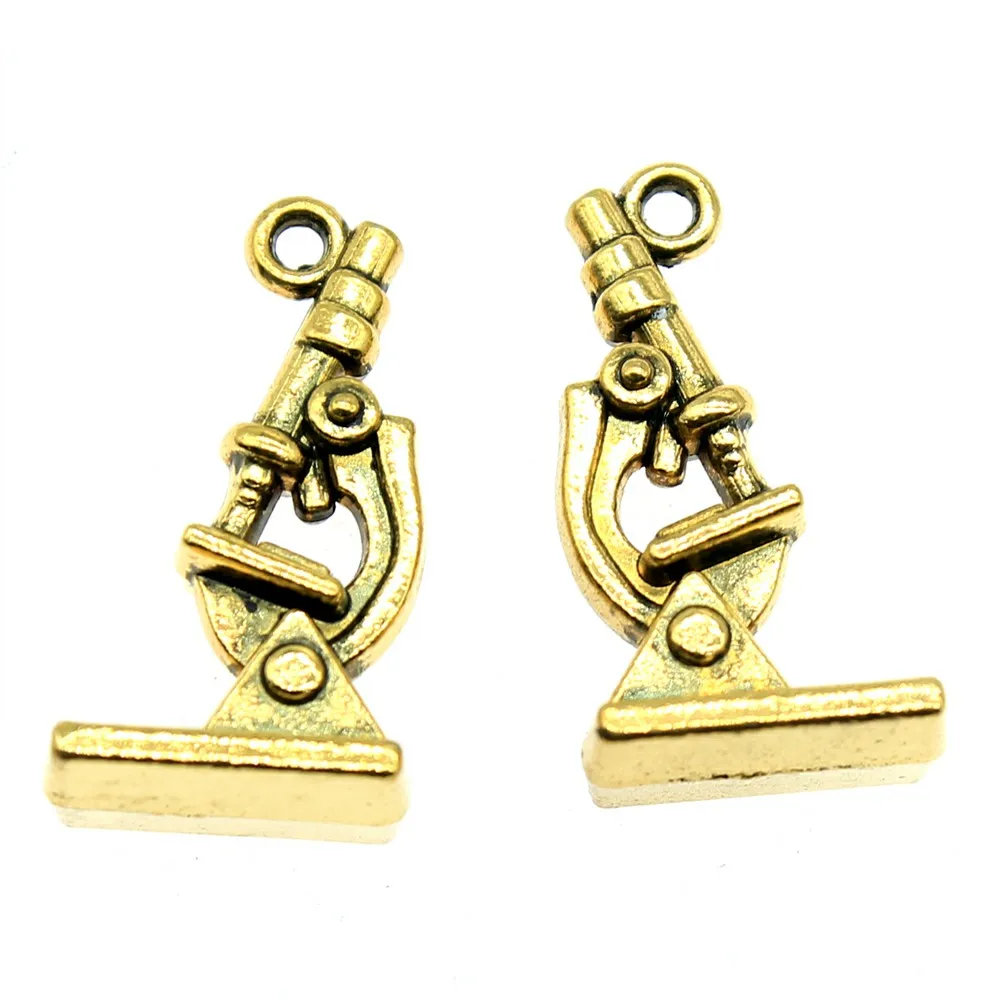 

10pcs 0.8x0.4 inch (21x11mm) Microscope Charms Pendant For Jewelry Making Antique Gold color Alloy Charms