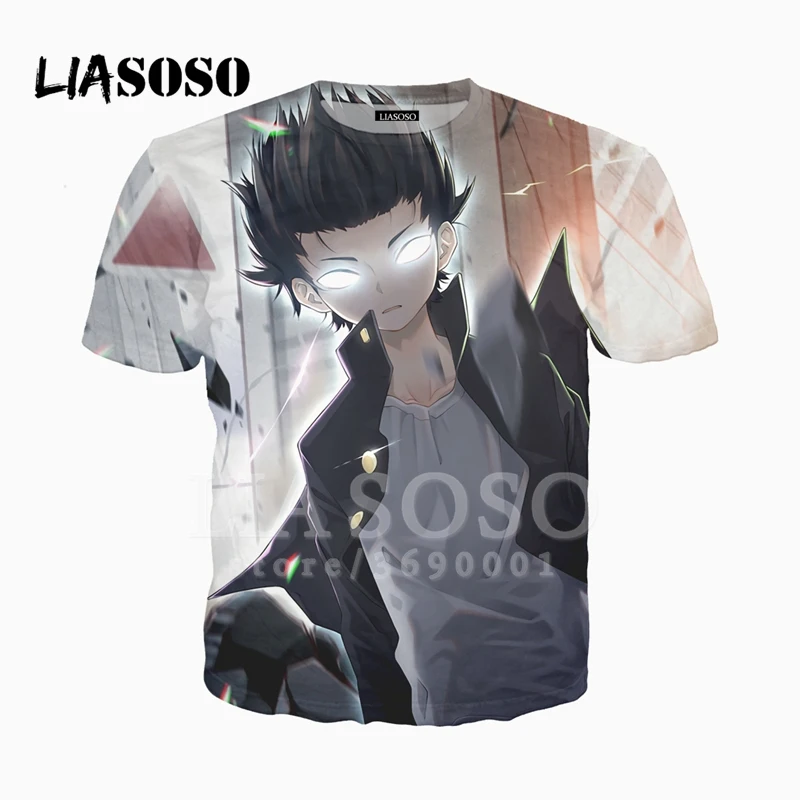 1 LIASOSO 3D Print Men Women Anime Mob Psycho 100 Mobu Saiko Hyaku Tshirt Summer T-shirt Casual Hip Hop Streetwear X2479 - Цвет: 1