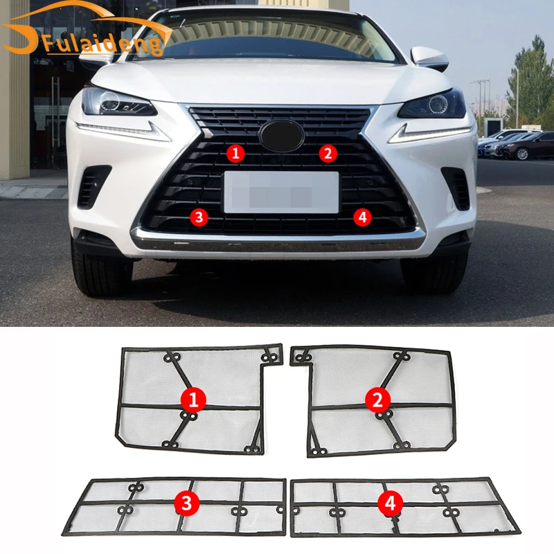 4 предмета в комплекте, для Lexus NX300 NX200 NX300h из нержавеющей стали машины, помещается на переднюю решетку, защита от насекомых защита автомобиля Средства для укладки волос