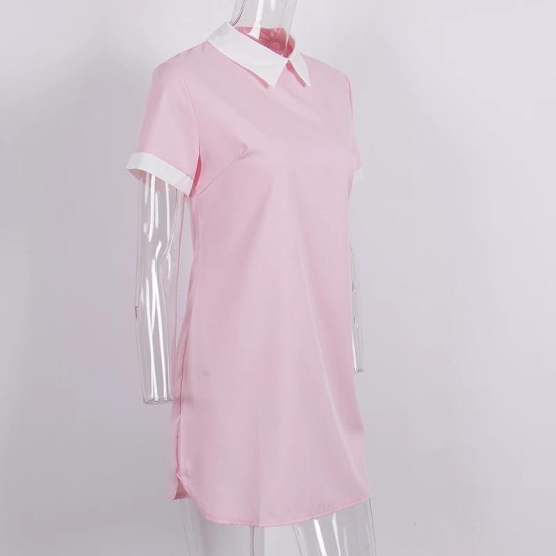 Сексуальное женское летнее платье повседневное однотонное офисное с коротким