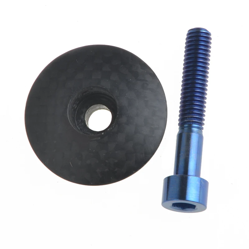 Matte Blue Toseek велосипед MTB углеродного волокна стволовых верхняя крышка Велоспорт гарнитура клякса M6x35mm - Цвет: Matte Blue