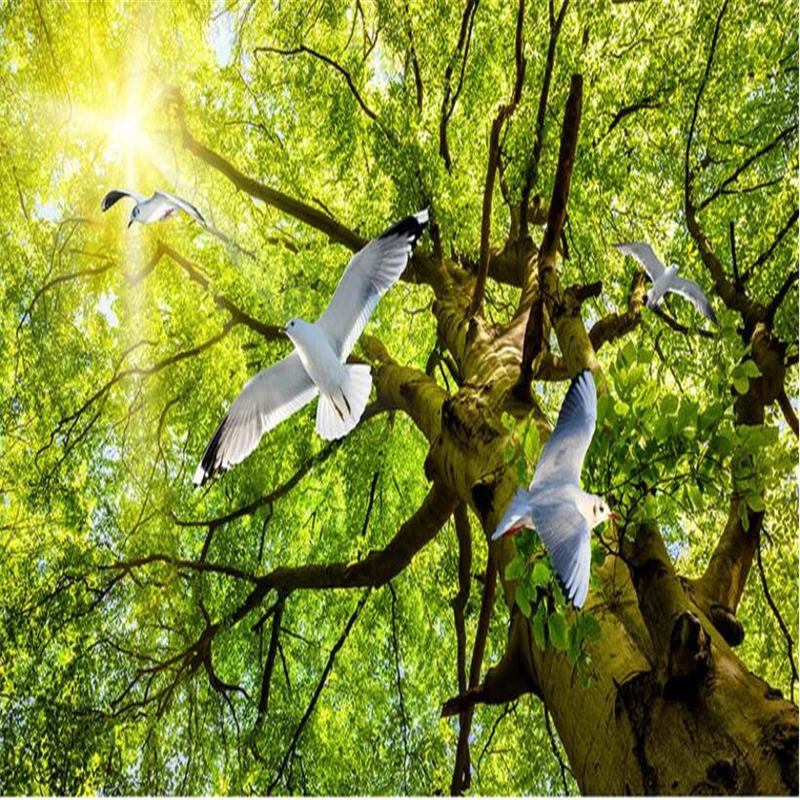 

beibehang Custom Wallpapers HD 3D Dreams Senate Forest Sunny Pigeon Ceilings Home Decorative Paintings