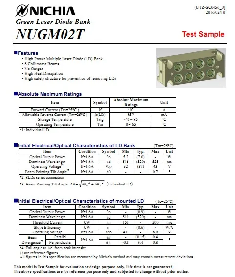 Nichia 8x0,9 Вт NUGM02T 515nm 520nm зеленый лазерный диодный модуль